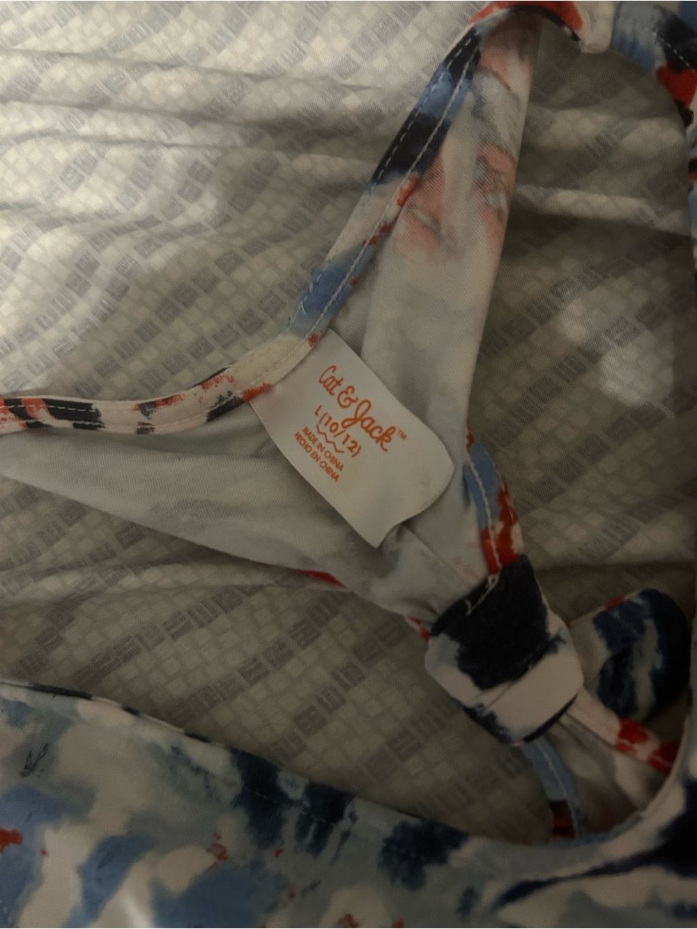 Cat & Jack One-Shoulder Tie-Dye Dress in Red, Navy & Light Blue - Picture 2 of 3